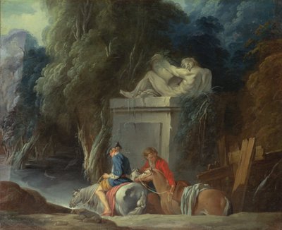 De oversteek van de Ford, late jaren 1730 (rechterhelft van origineel schilderij met 73441) door François Boucher